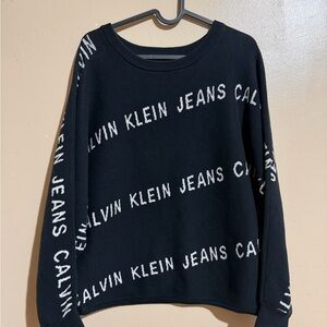 Calvin Klein Jeans Black Sweater with White Logo Text